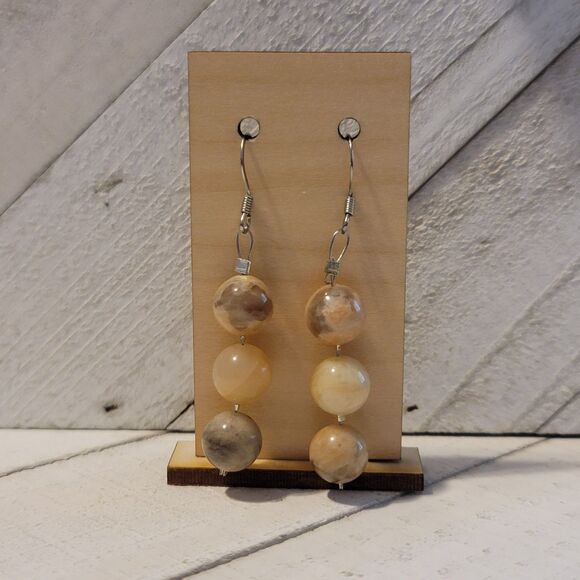 Jewelry - Handmade Moonstone Bead Dangle Earrings – Natural Gemstone Jewelry